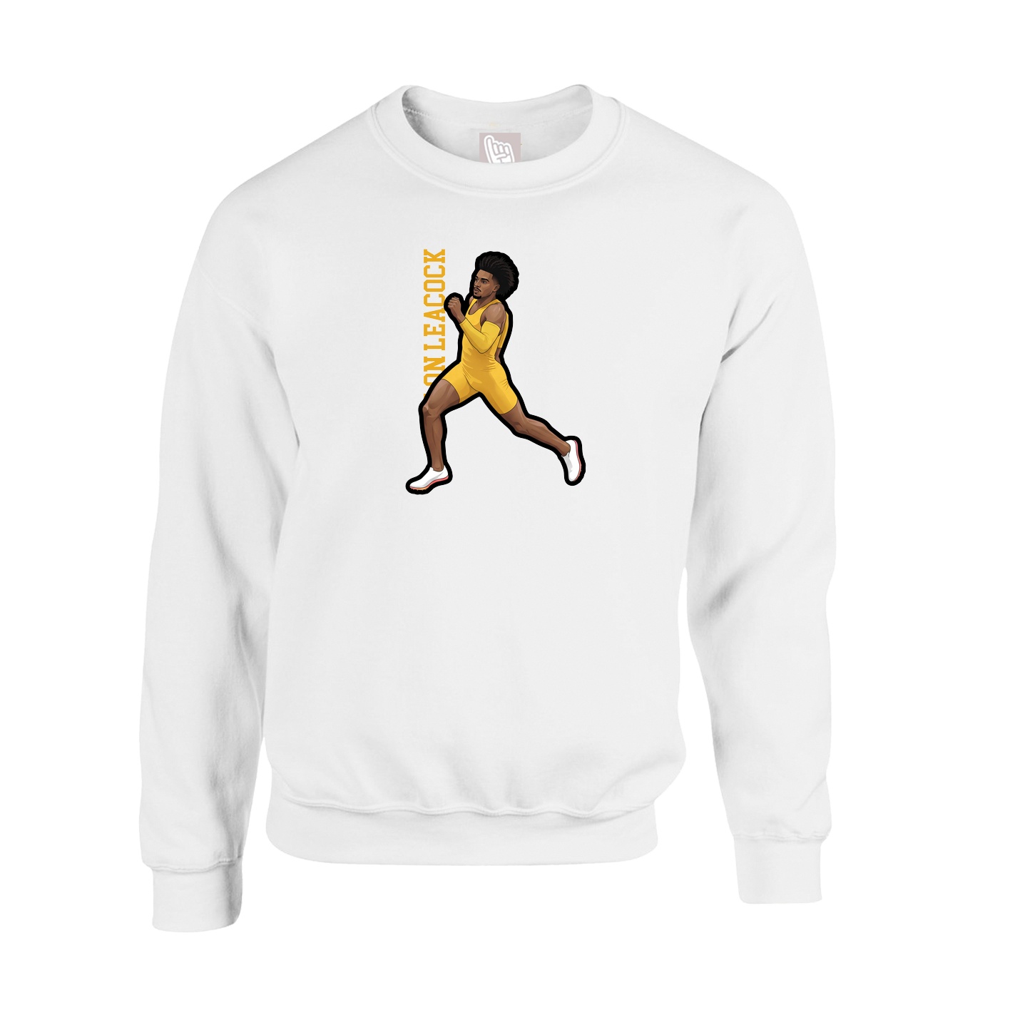 Fleece Crew — Name Vertical in White