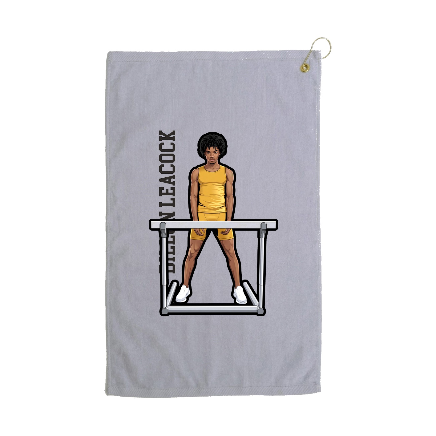 Golf Towel — Name Vertical in Grey