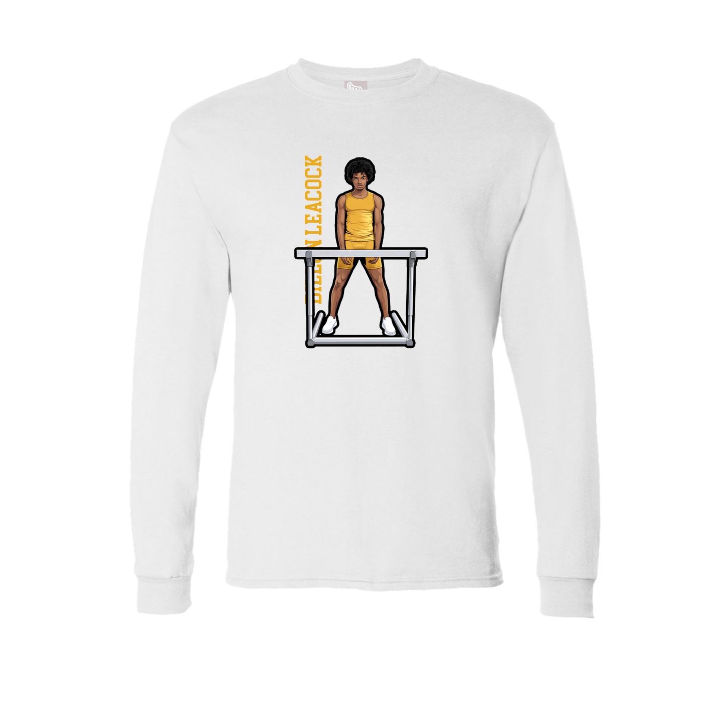 Long Sleeve Tee — Name Vertical in White