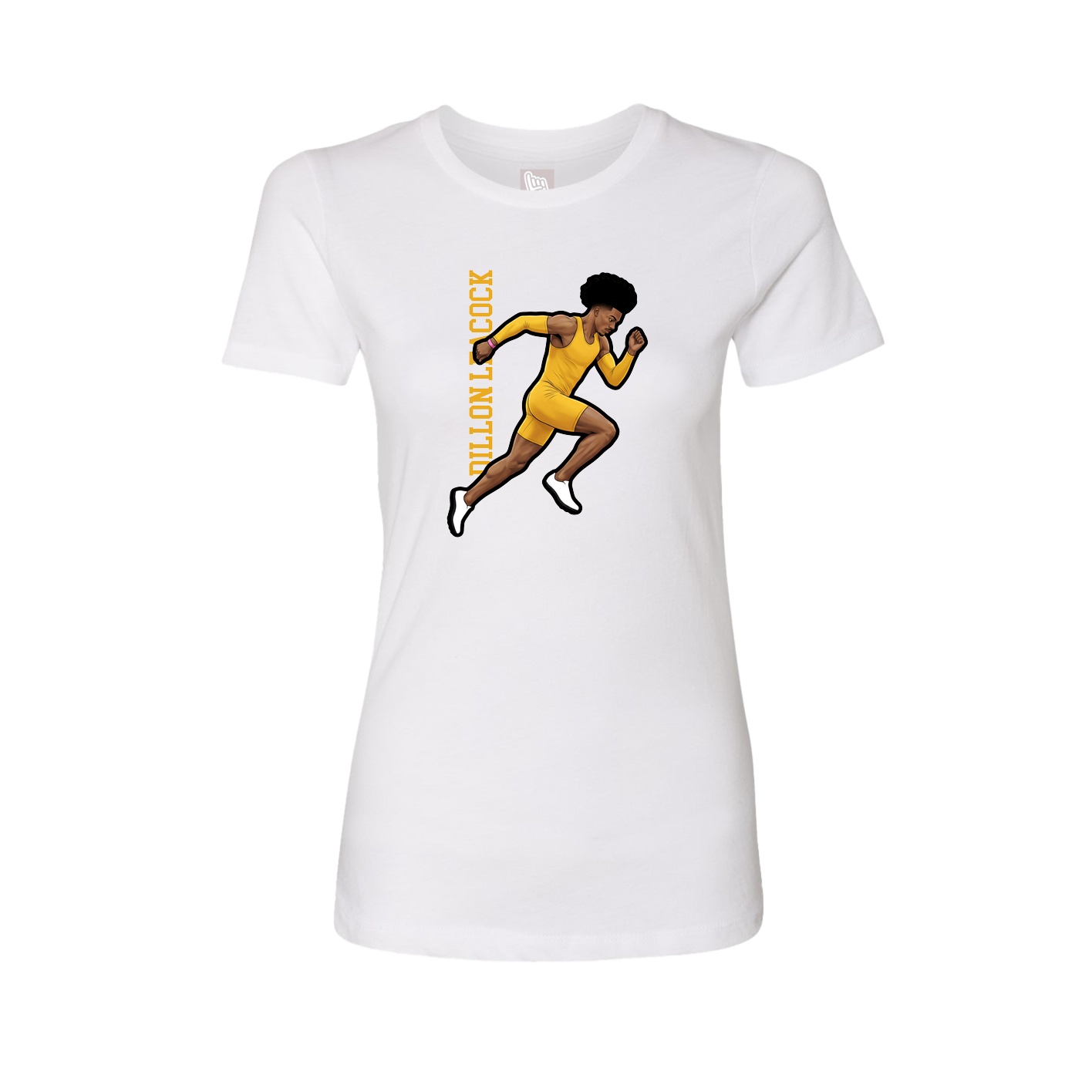 Fitted Women's Tee — Name Vertical in White