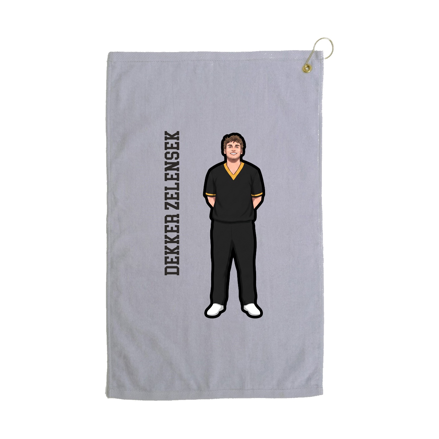 Golf Towel — Name Vertical in Grey