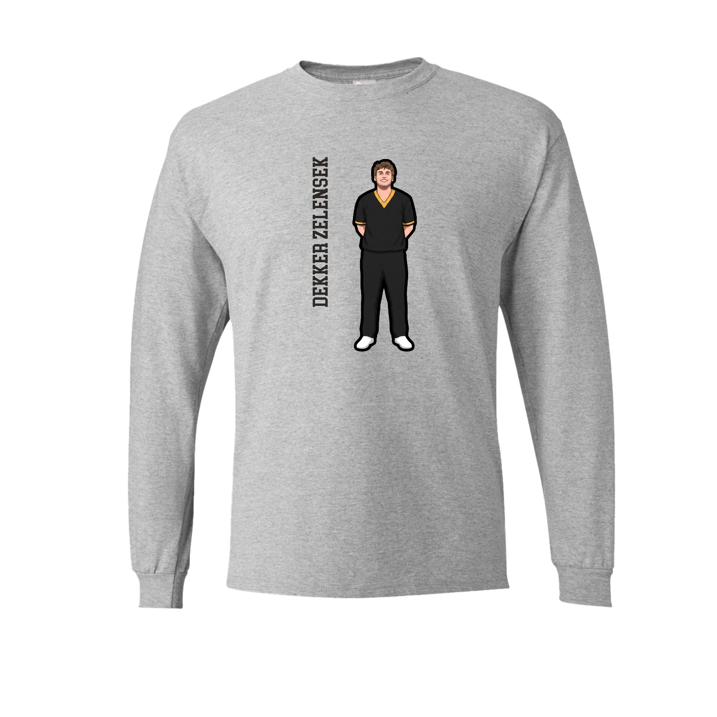 Long Sleeve Tee — Name Vertical in Grey