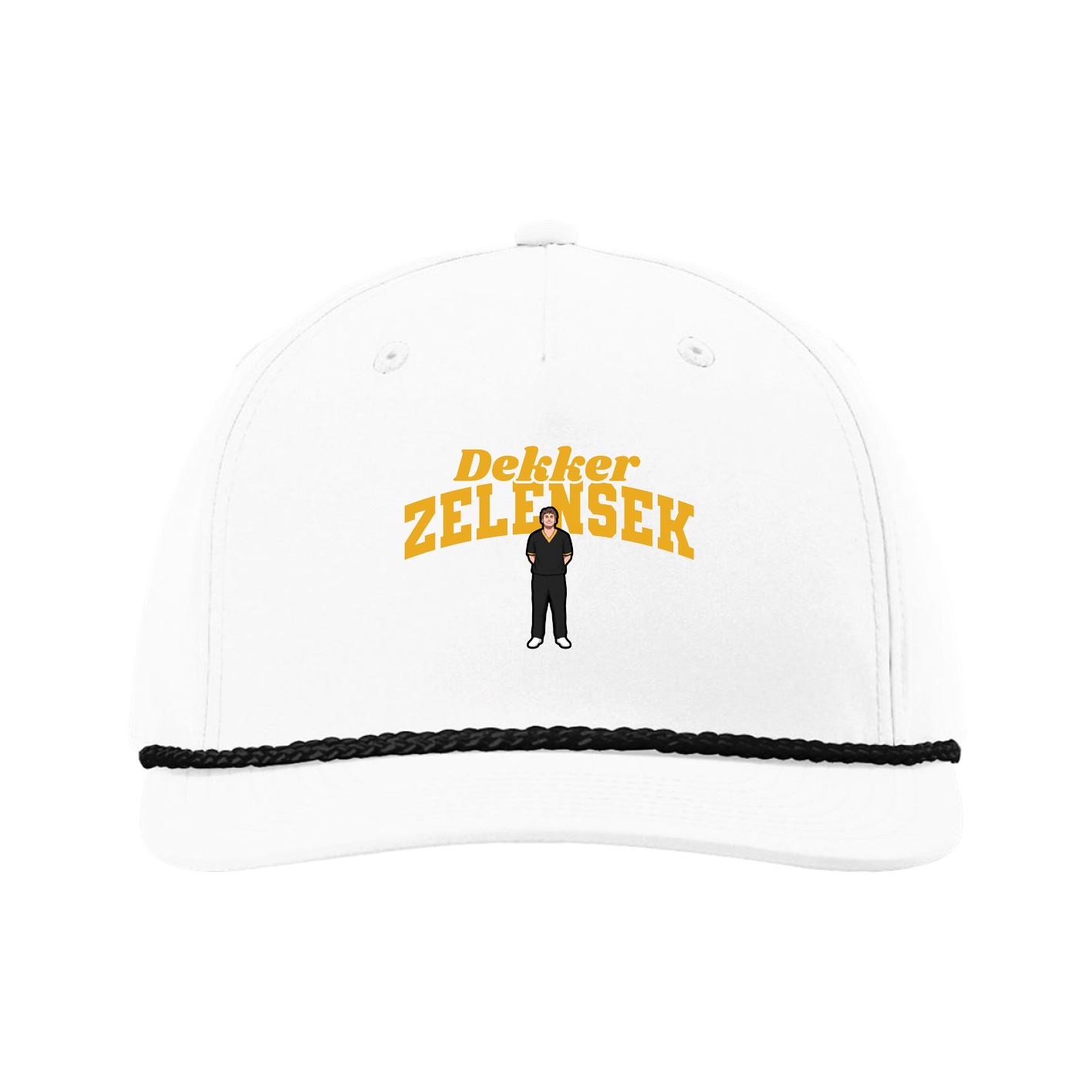 Five-Panel Classic Rope Cap — Signature Arch in White