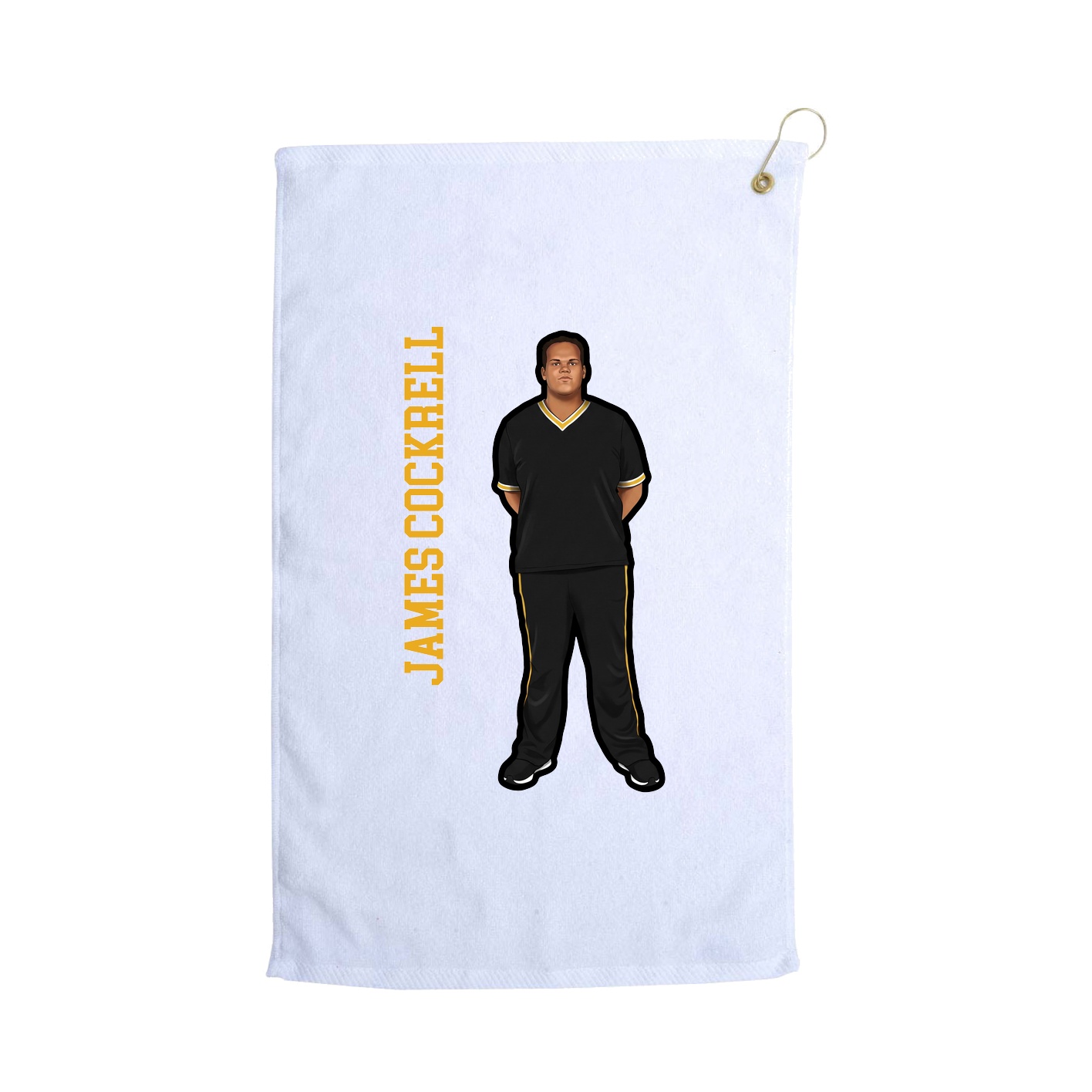 Golf Towel — Name Vertical in White