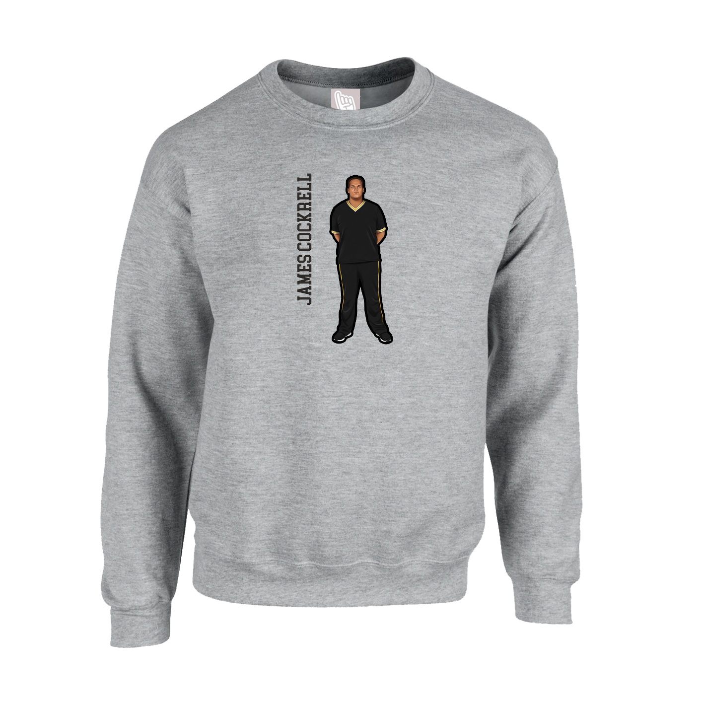 Fleece Crew — Name Vertical in Grey