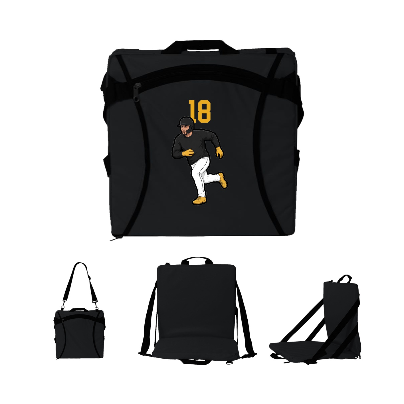 Folding Stadium Seat — Number Top in Black