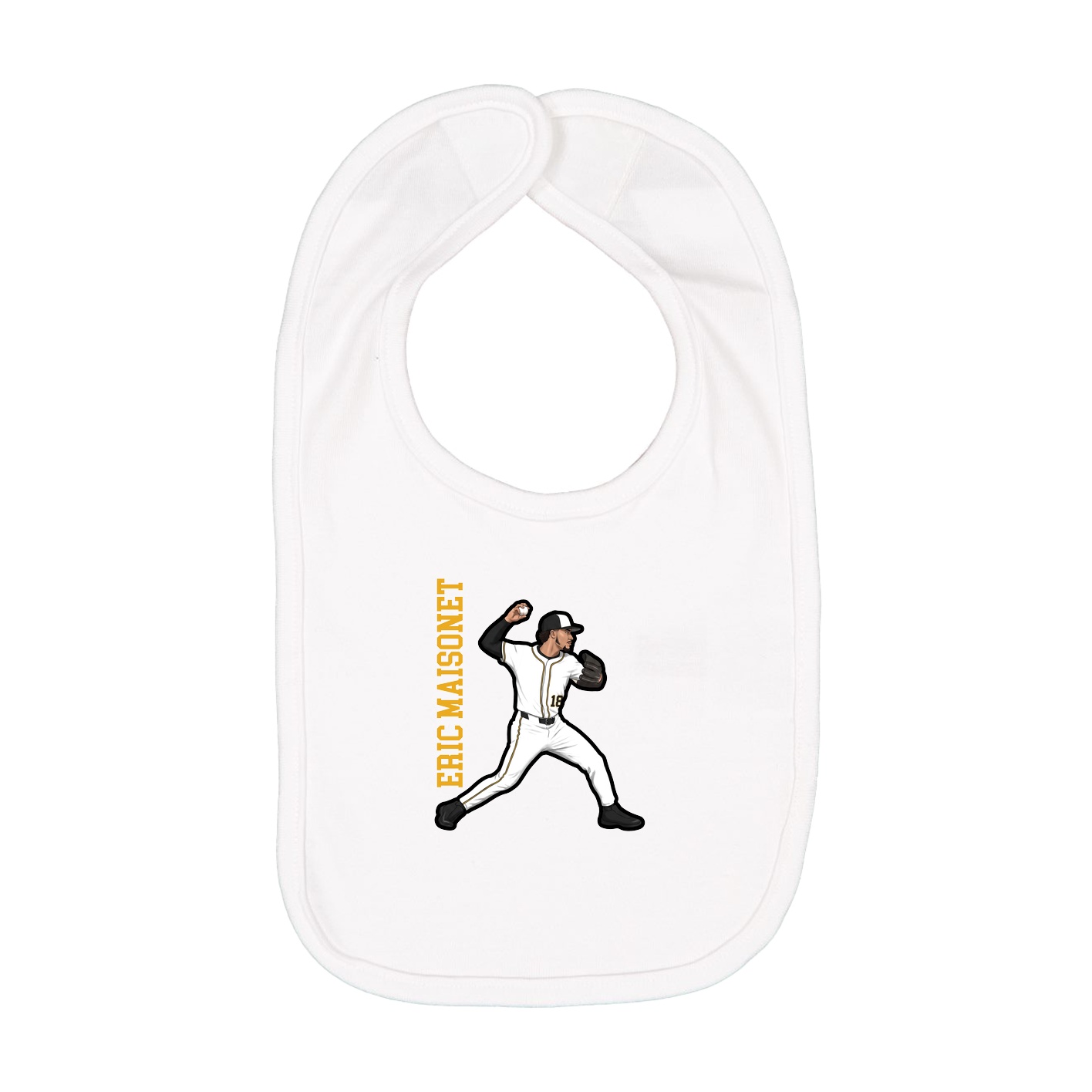 Infant Bib — Name Vertical in White