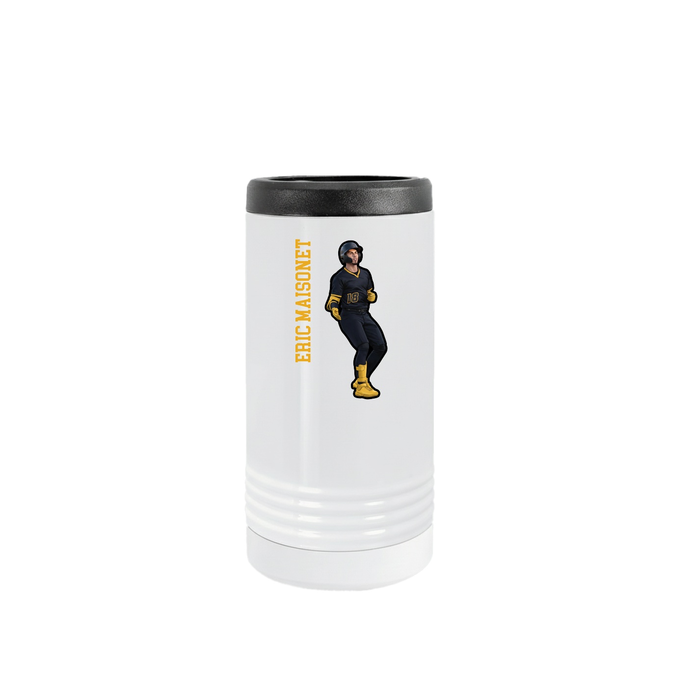 Slim Beverage Holder — Name Vertical in White