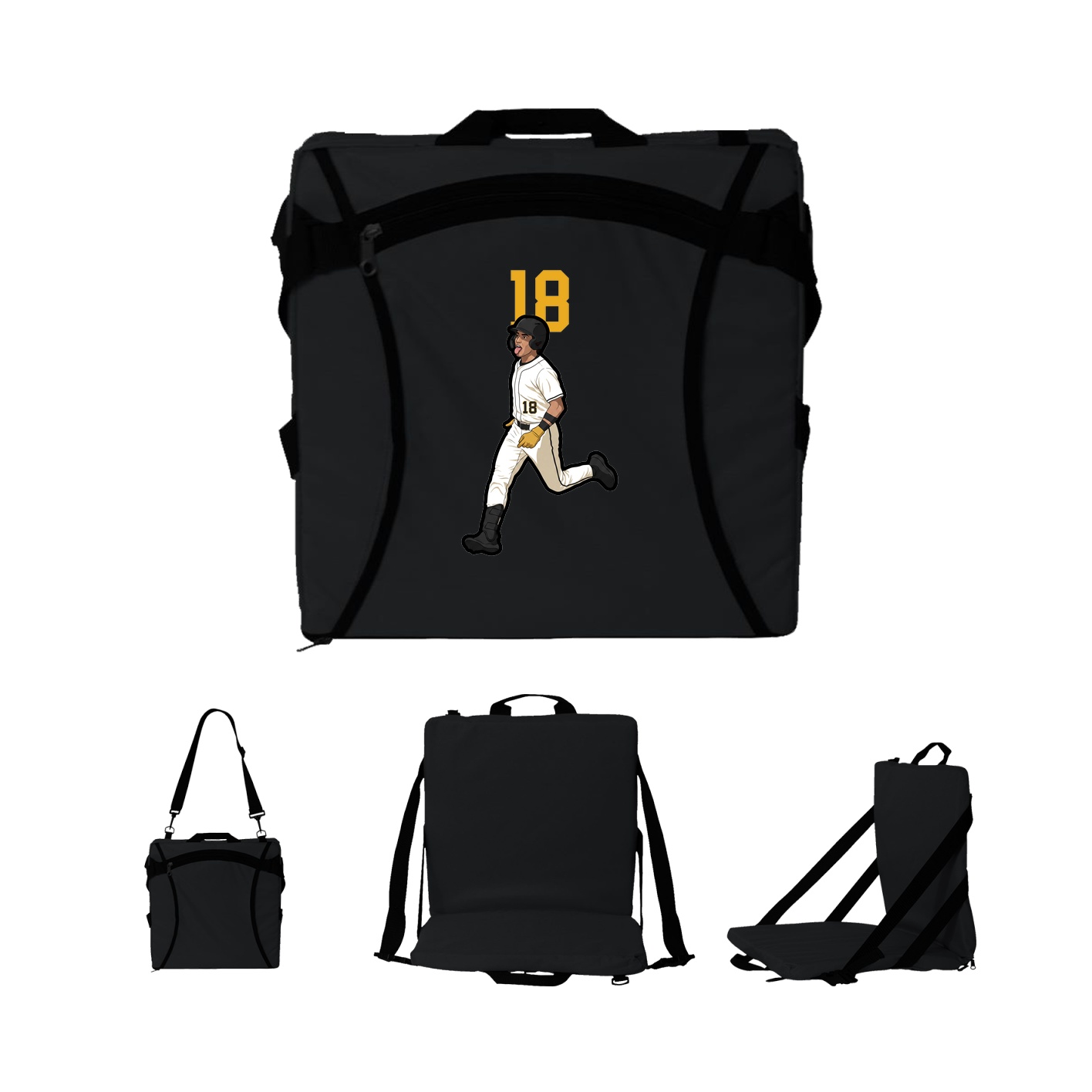 Folding Stadium Seat — Number Top in Black