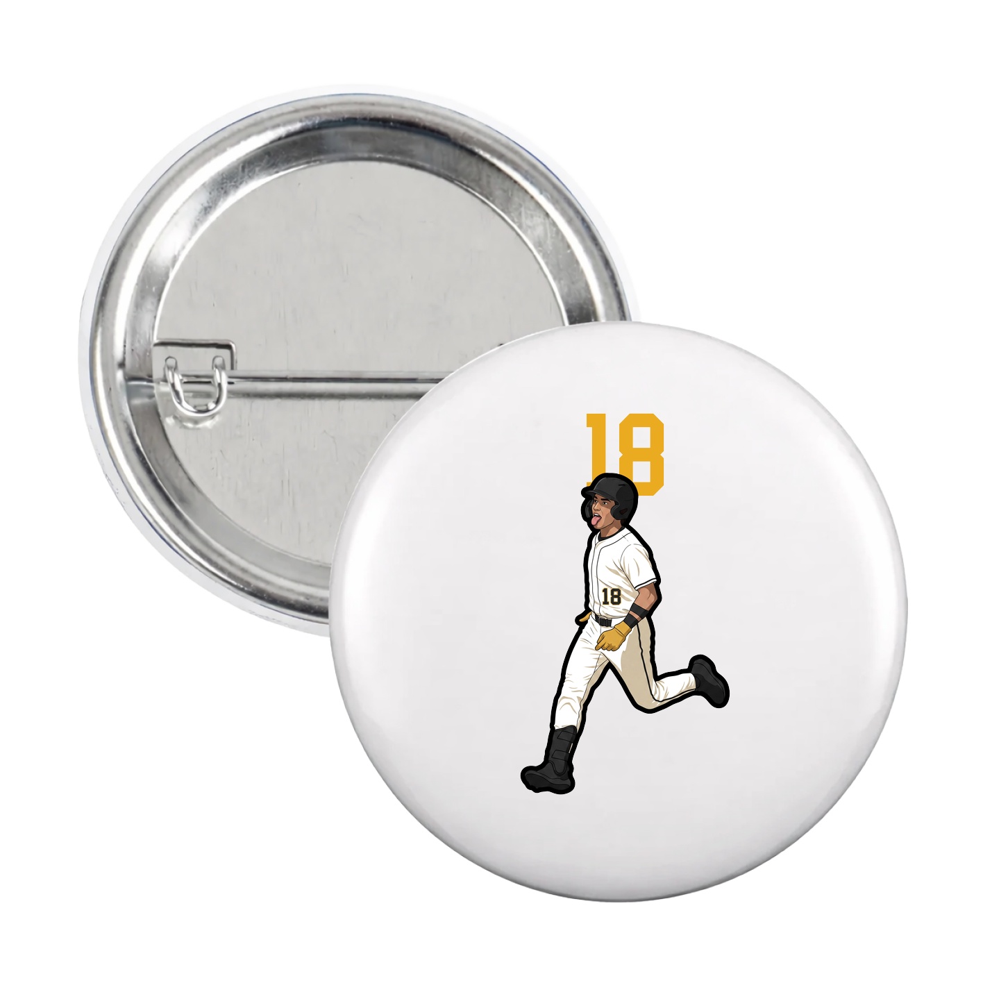 Game Day Button — Number Top in White