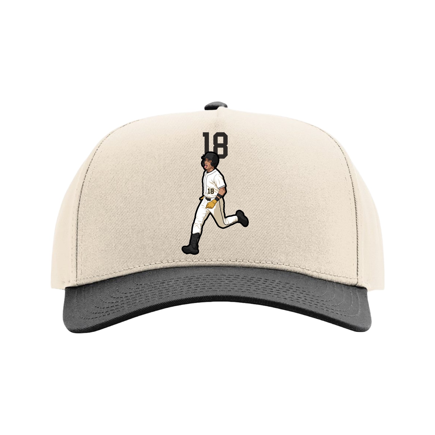 Full Fabric Five-Panel Champ Cap — Number Top in Cream/Black