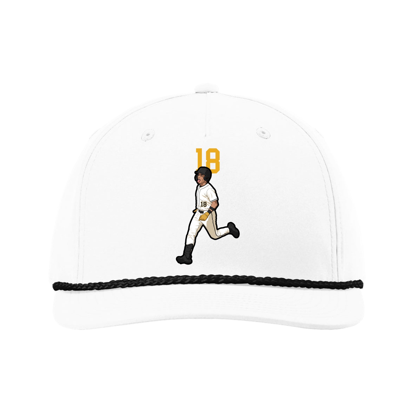 Five-Panel Classic Rope Cap — Number Top in White