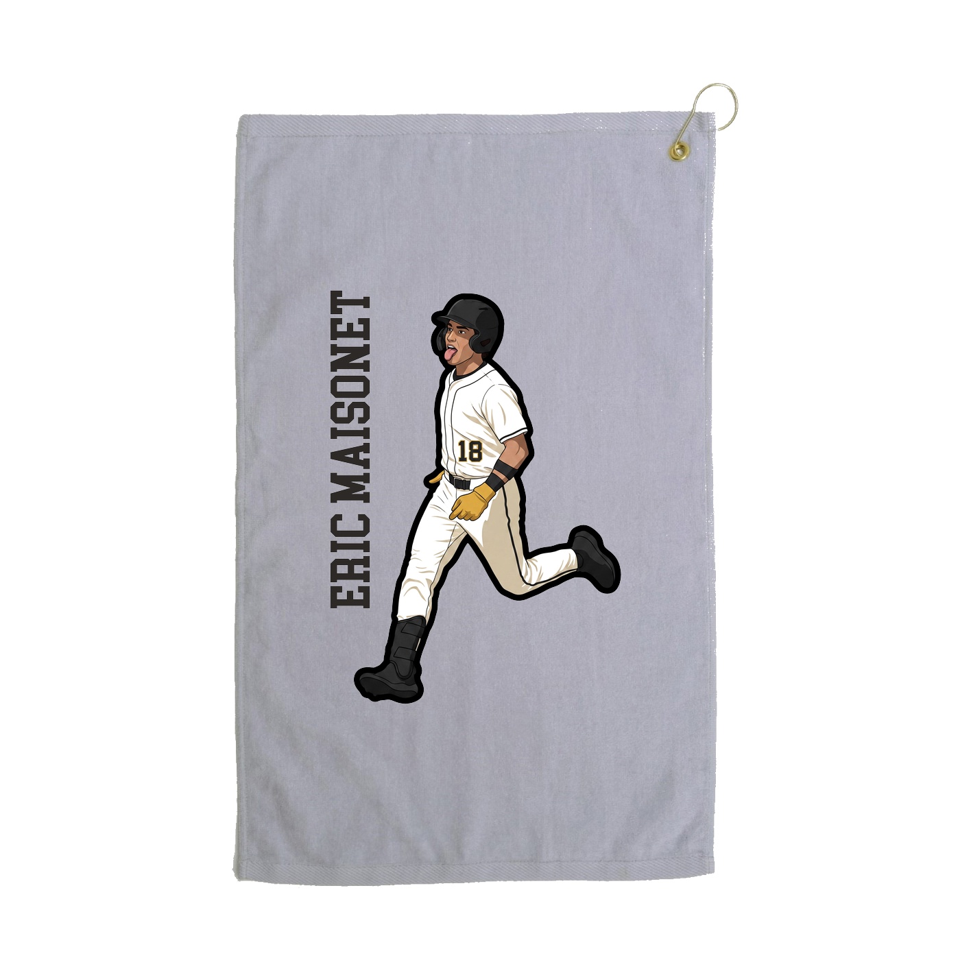 Golf Towel — Name Vertical in Grey