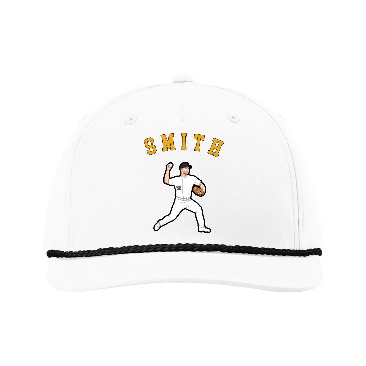 Five-Panel Classic Rope Cap — Shirsey Arch in White
