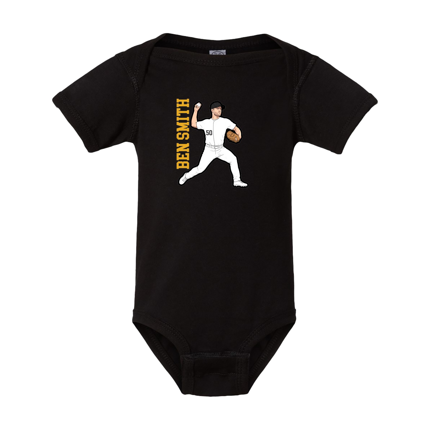 Baby Onesie — Name Vertical in Black