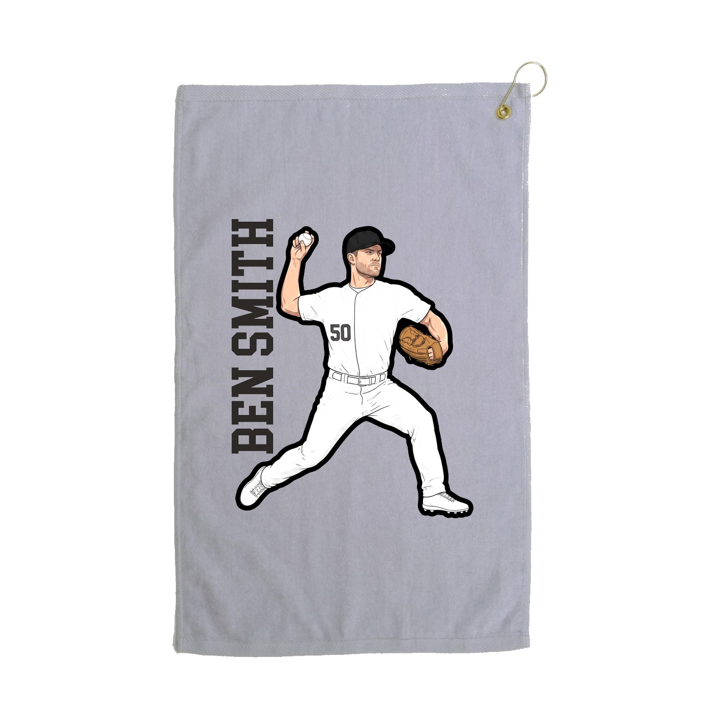 Golf Towel — Name Vertical in Grey
