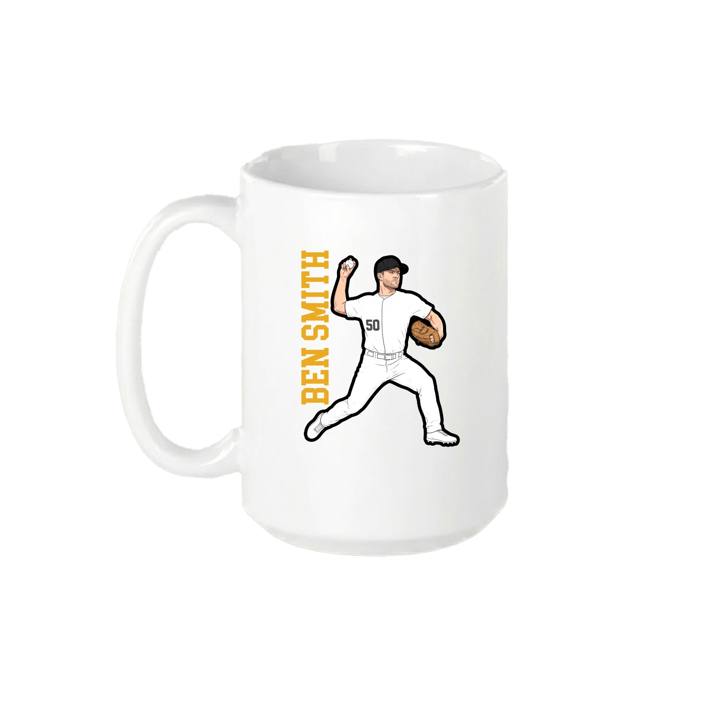 15oz Coffee Mug — Name Vertical in White