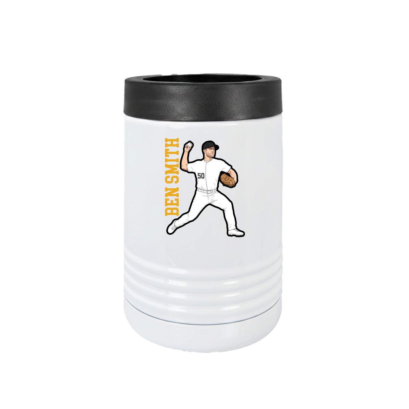Beverage Holder — Name Vertical in White