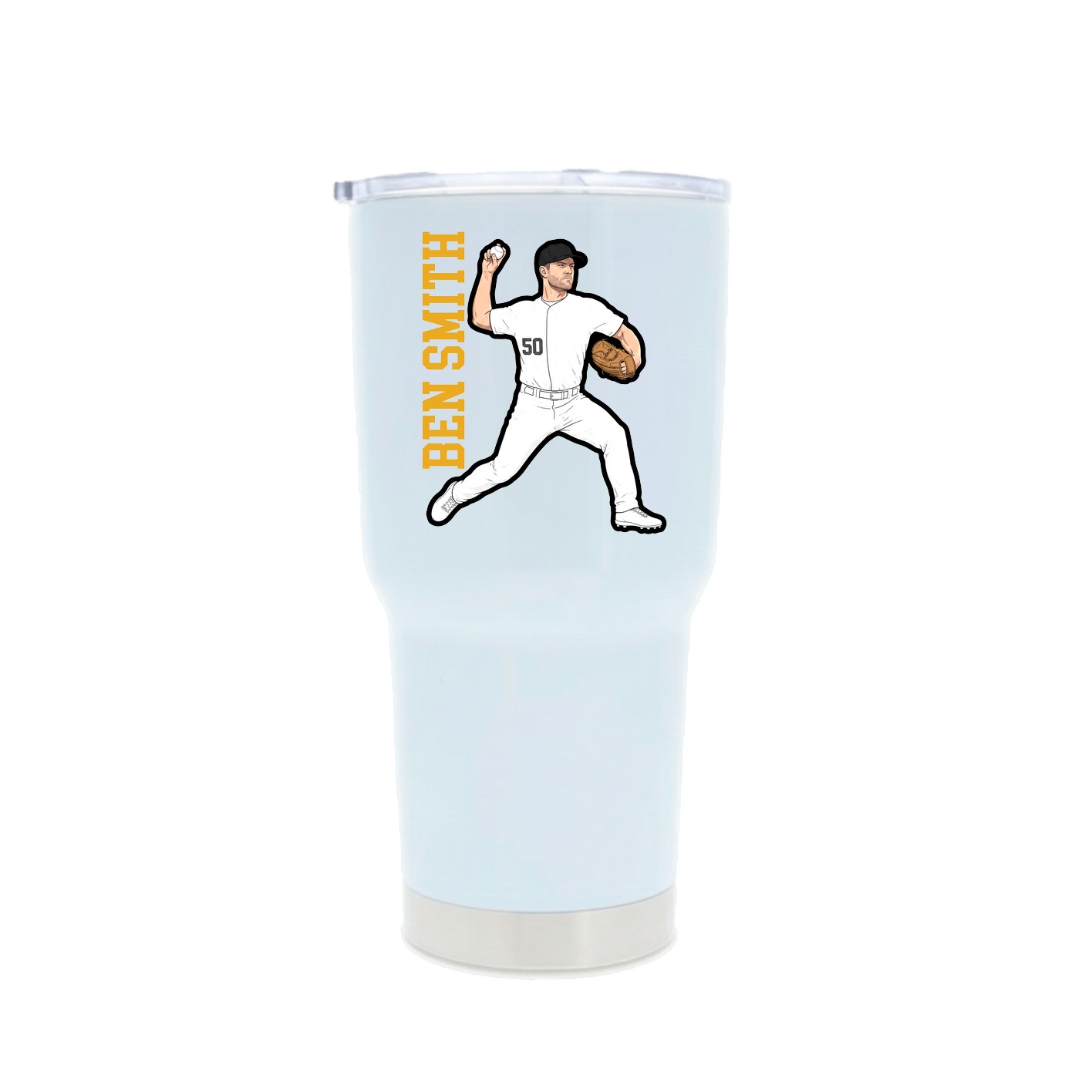 30oz Stainless Steel Tumbler — Name Vertical in White