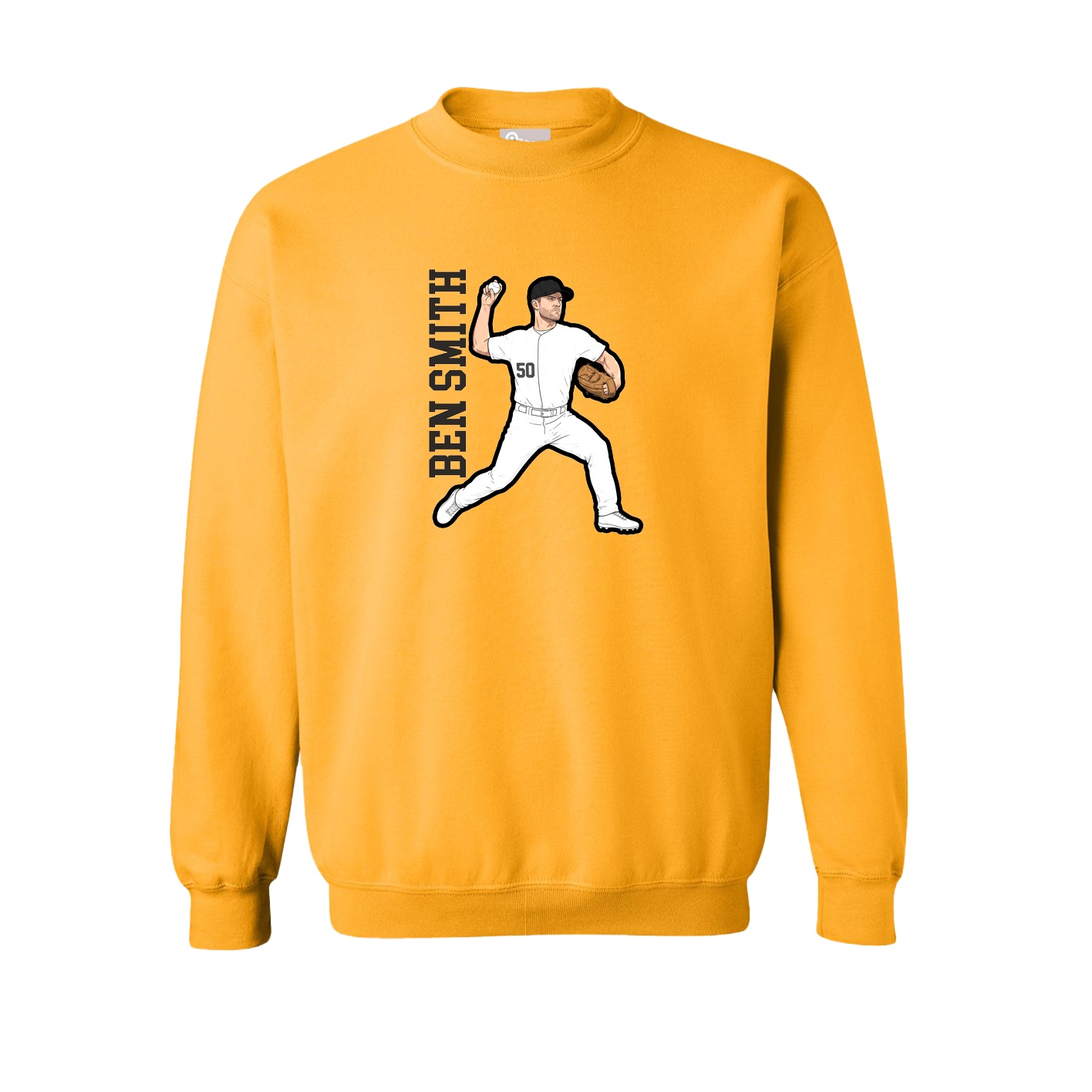 Fleece Crew — Name Vertical in Gold