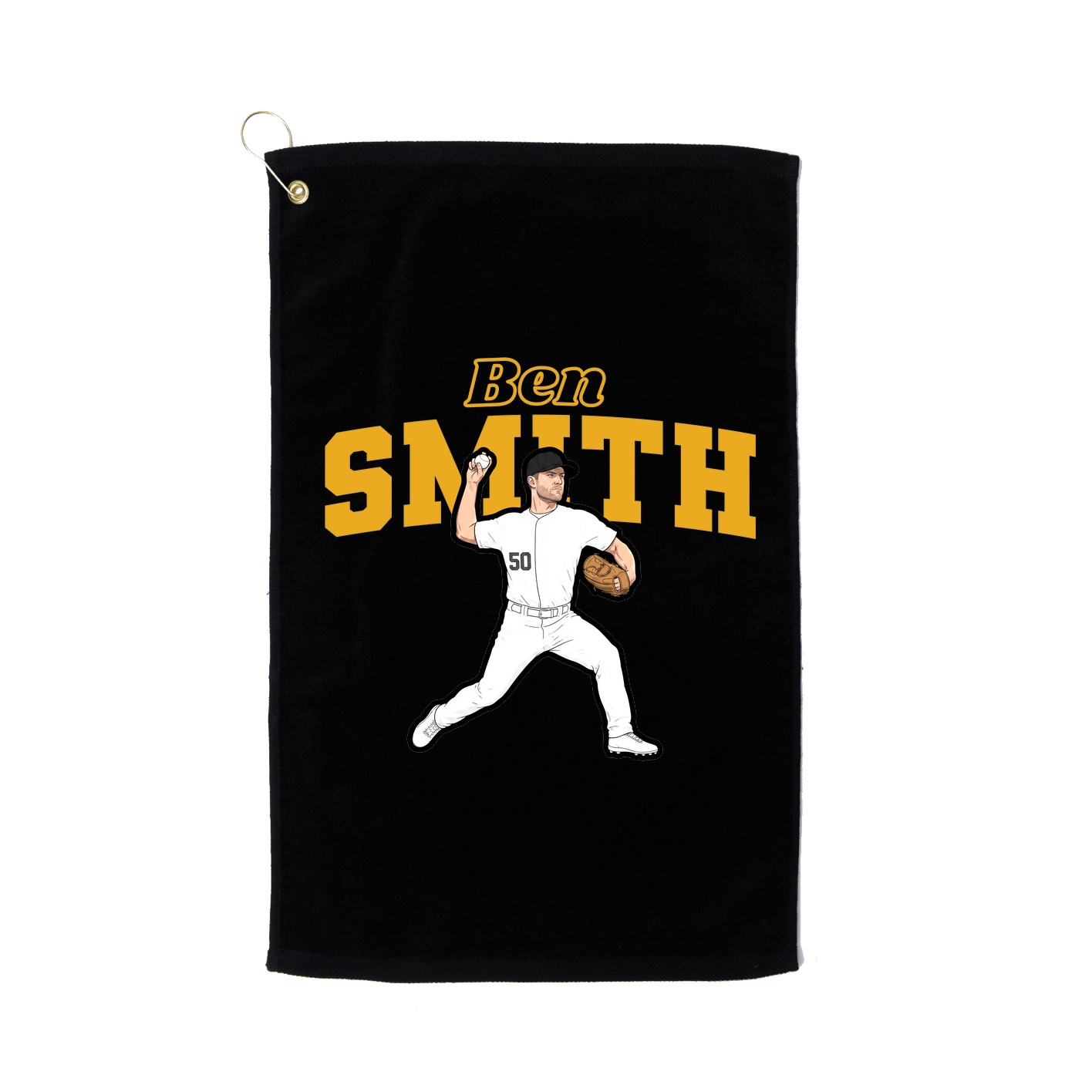 Golf Towel — Name Arch in Black