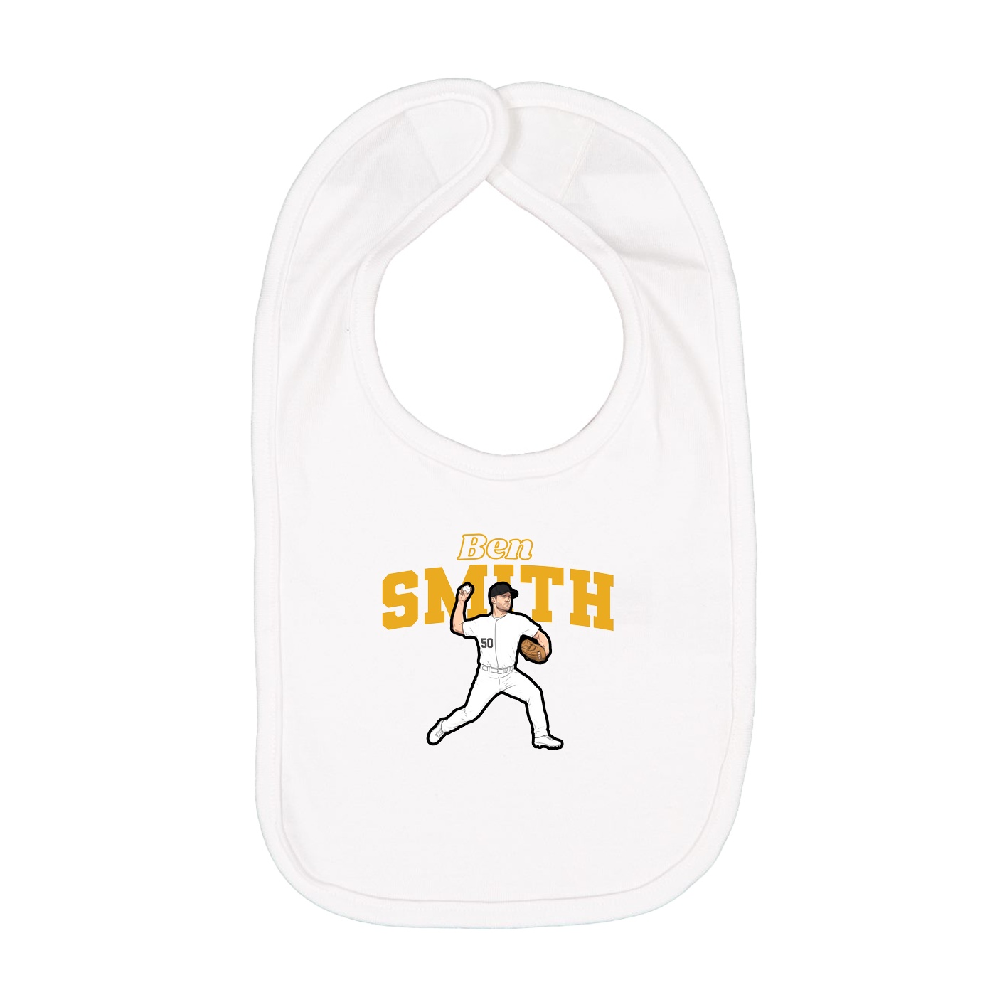 Infant Bib — Name Arch in White