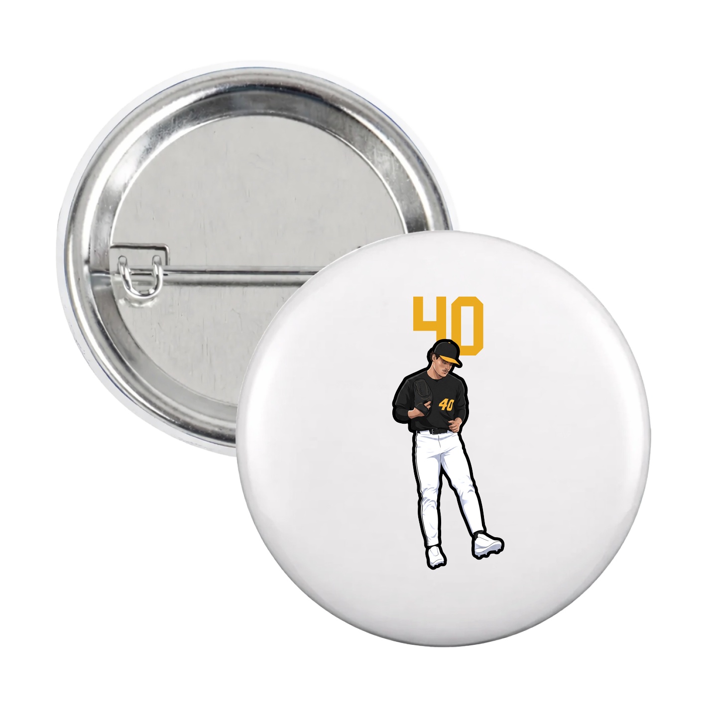 Game Day Button — Number Top in White