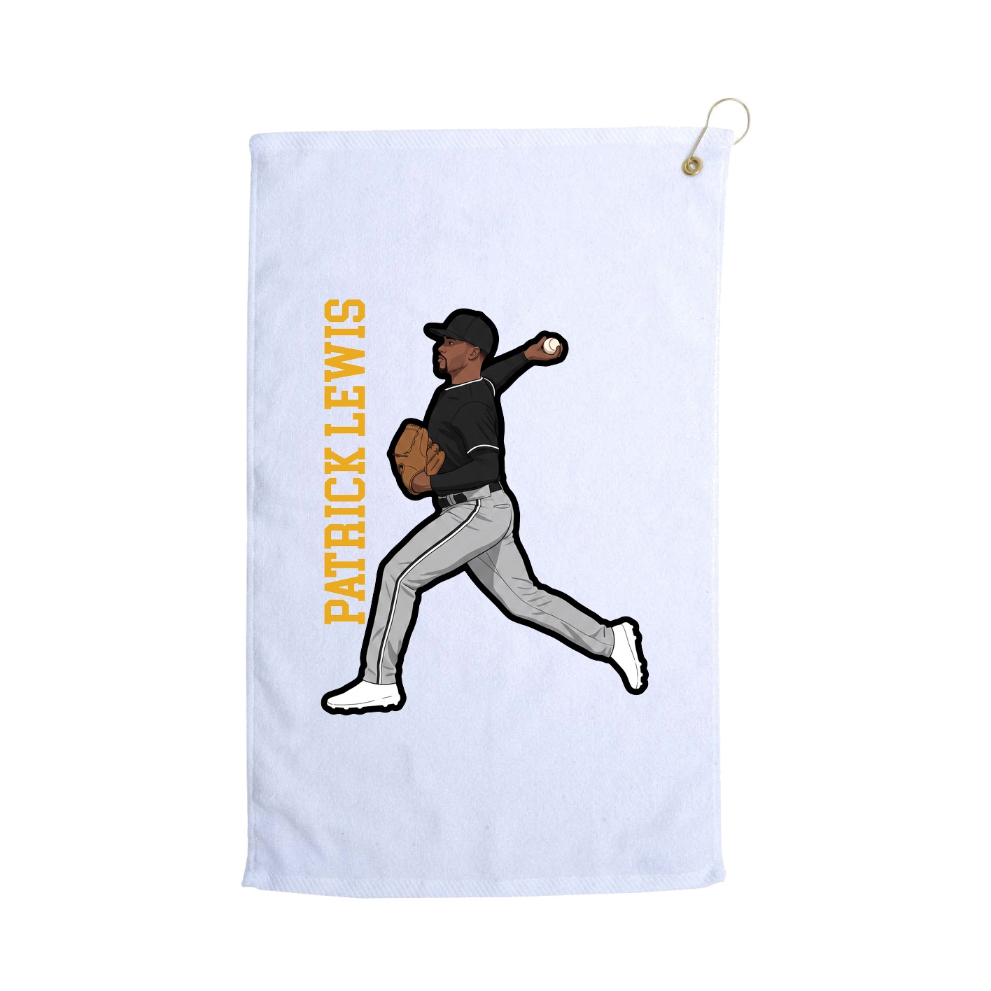 Golf Towel — Name Vertical in White