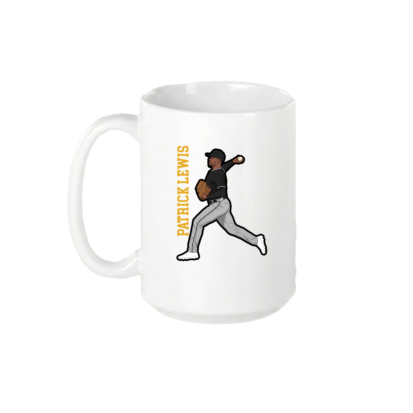 15oz Coffee Mug — Name Vertical in White