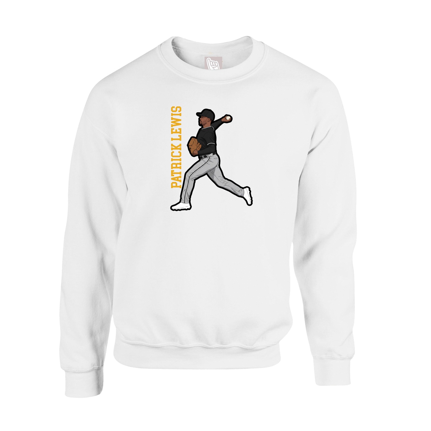 Fleece Crew — Name Vertical in White