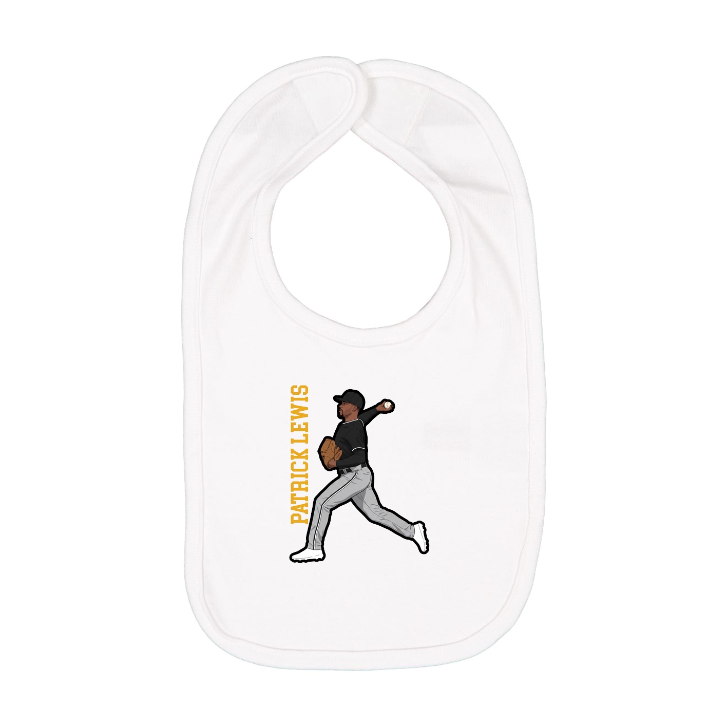 Infant Bib — Name Vertical in White