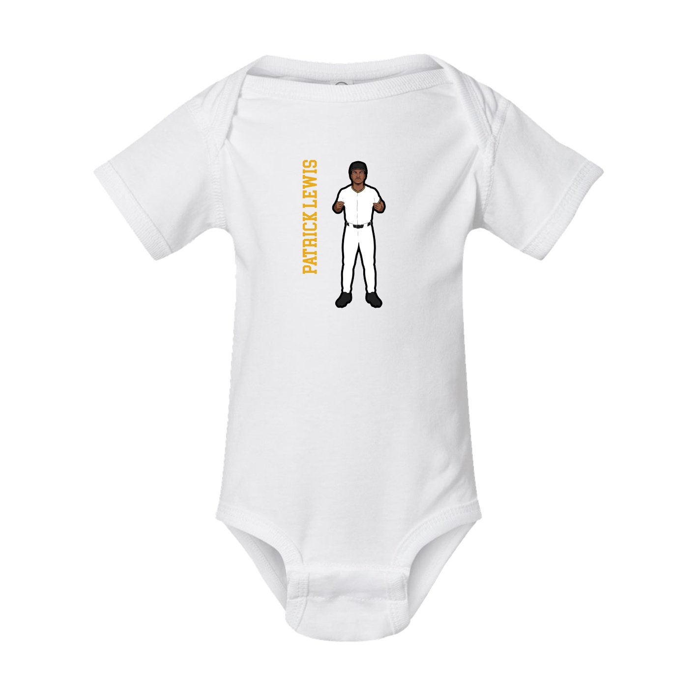 Baby Onesie — Name Vertical in White