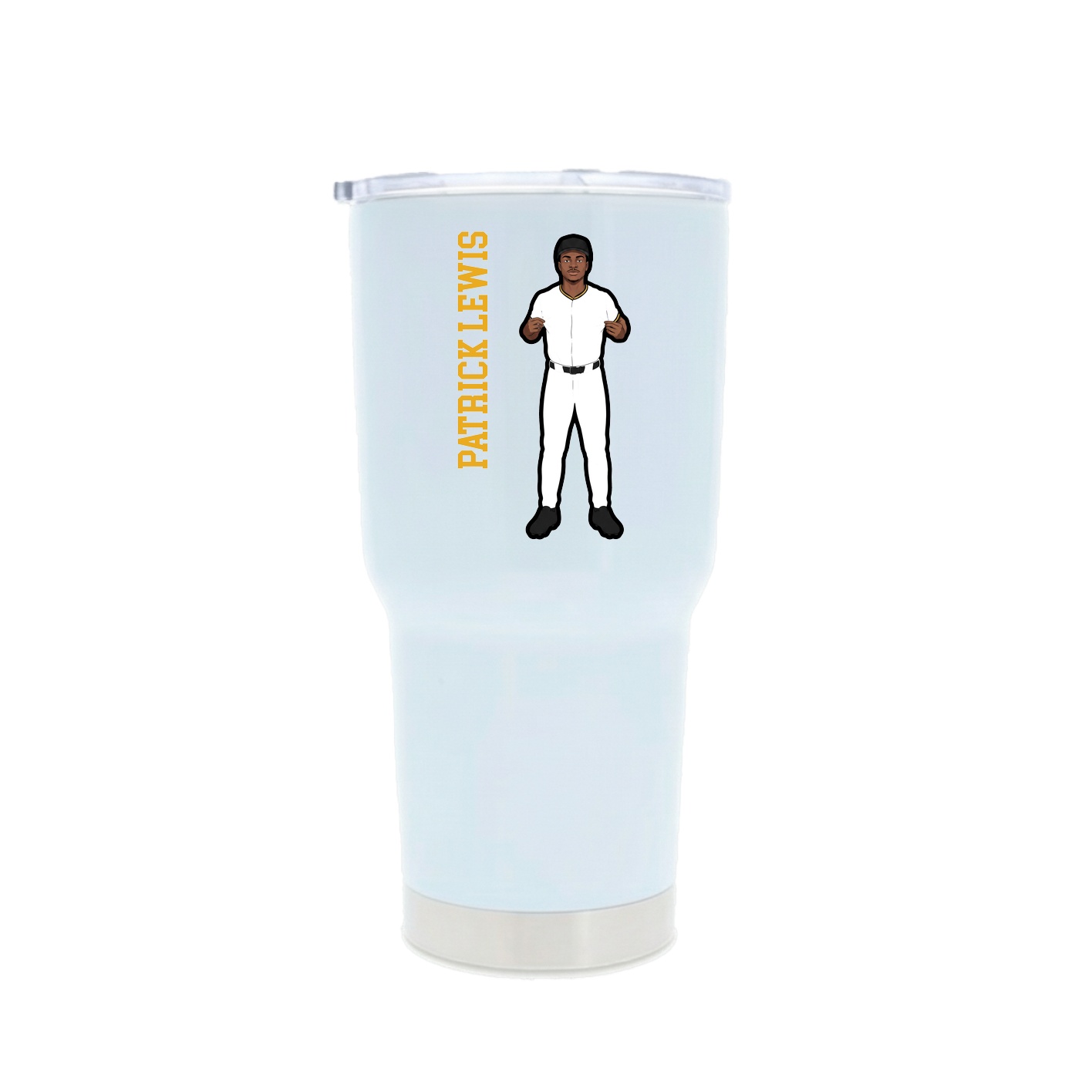 30oz Stainless Steel Tumbler — Name Vertical in White