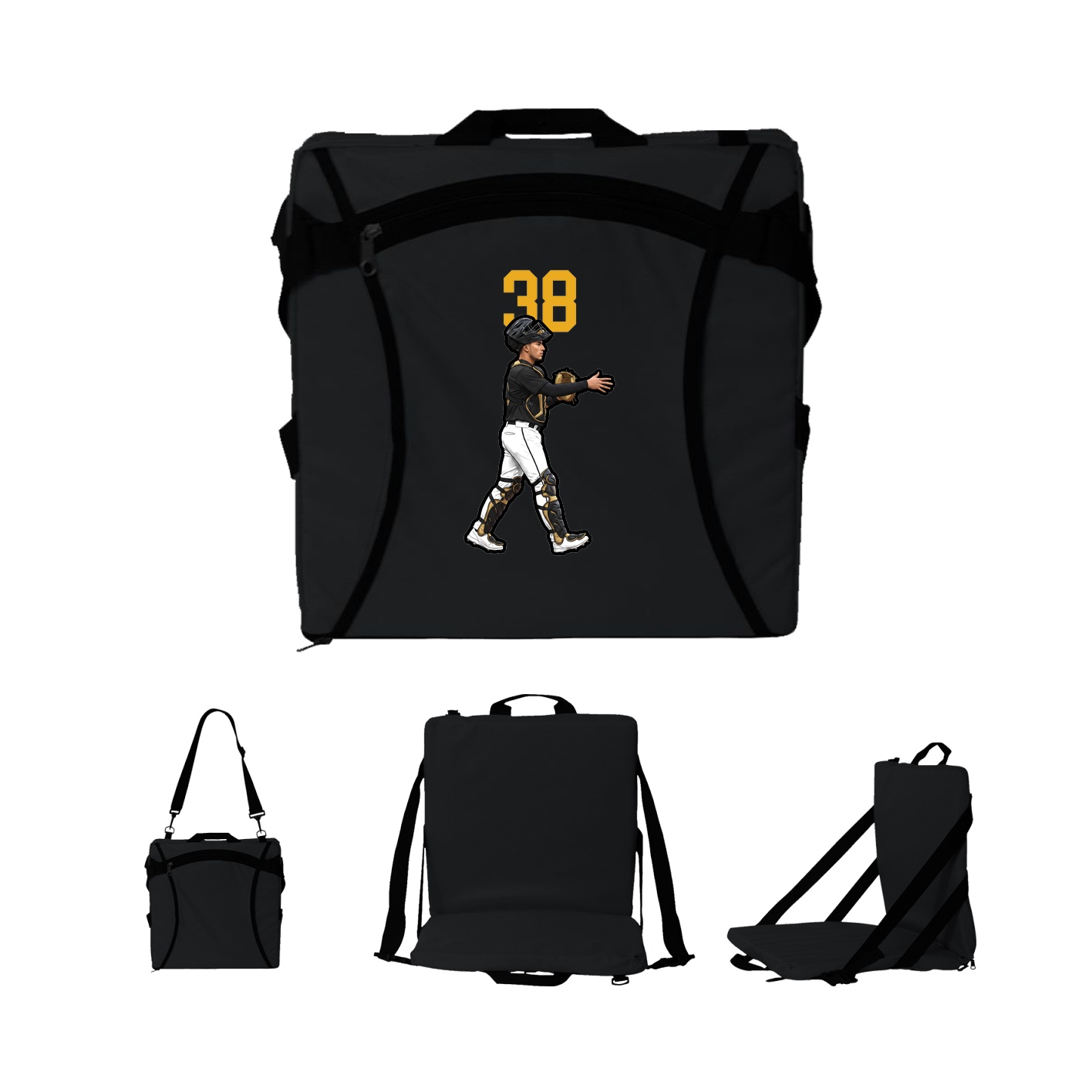 Folding Stadium Seat — Number Top in Black