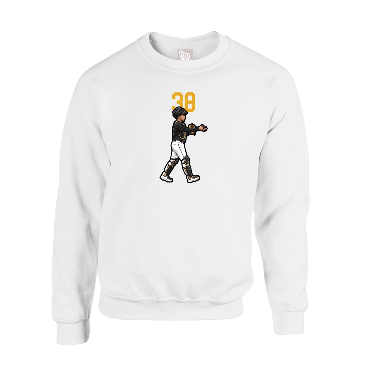 Fleece Crew — Number Top in White