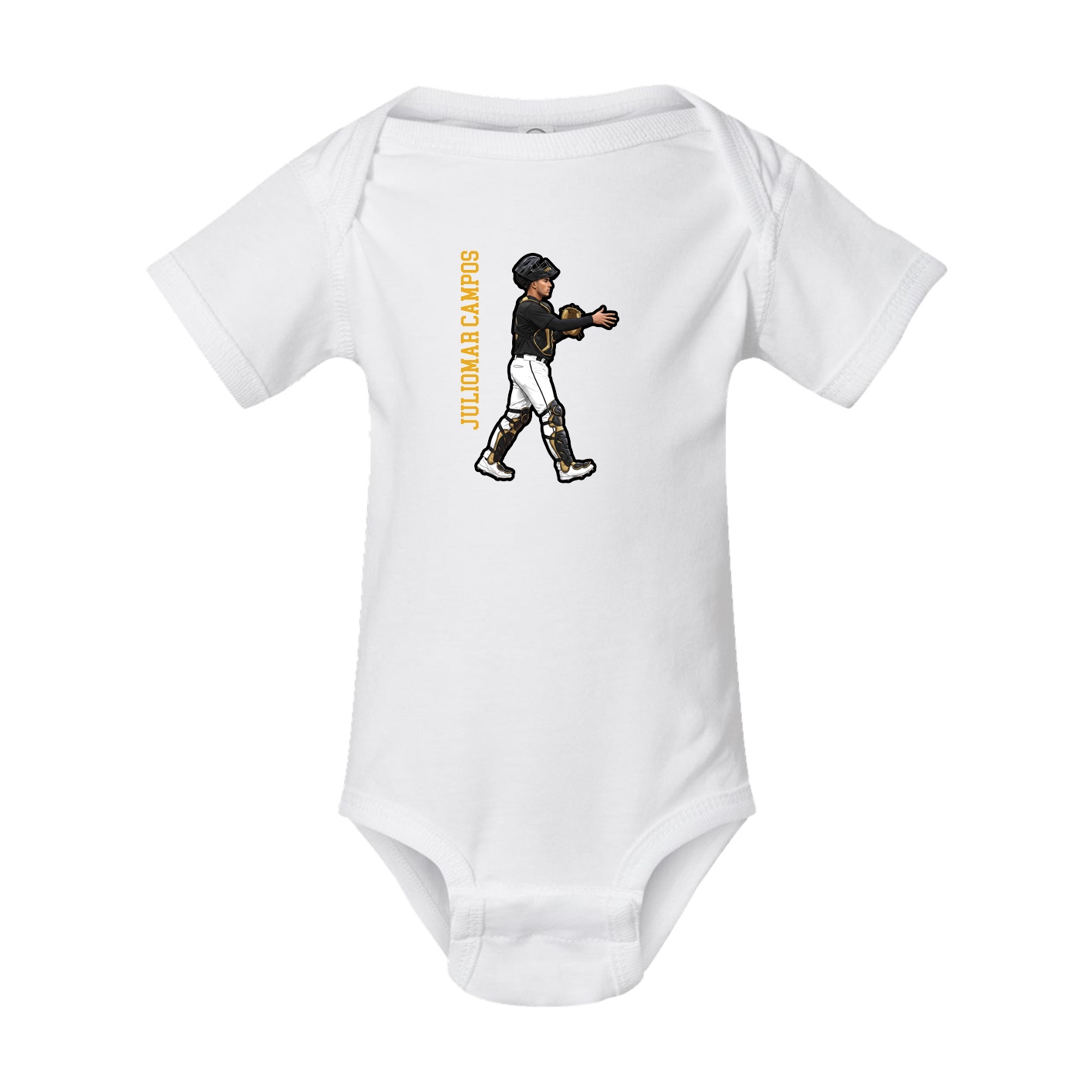 Baby Onesie — Name Vertical in White