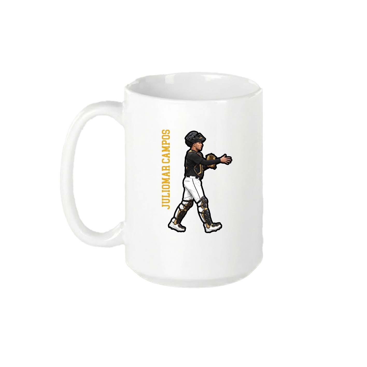 15oz Coffee Mug — Name Vertical in White
