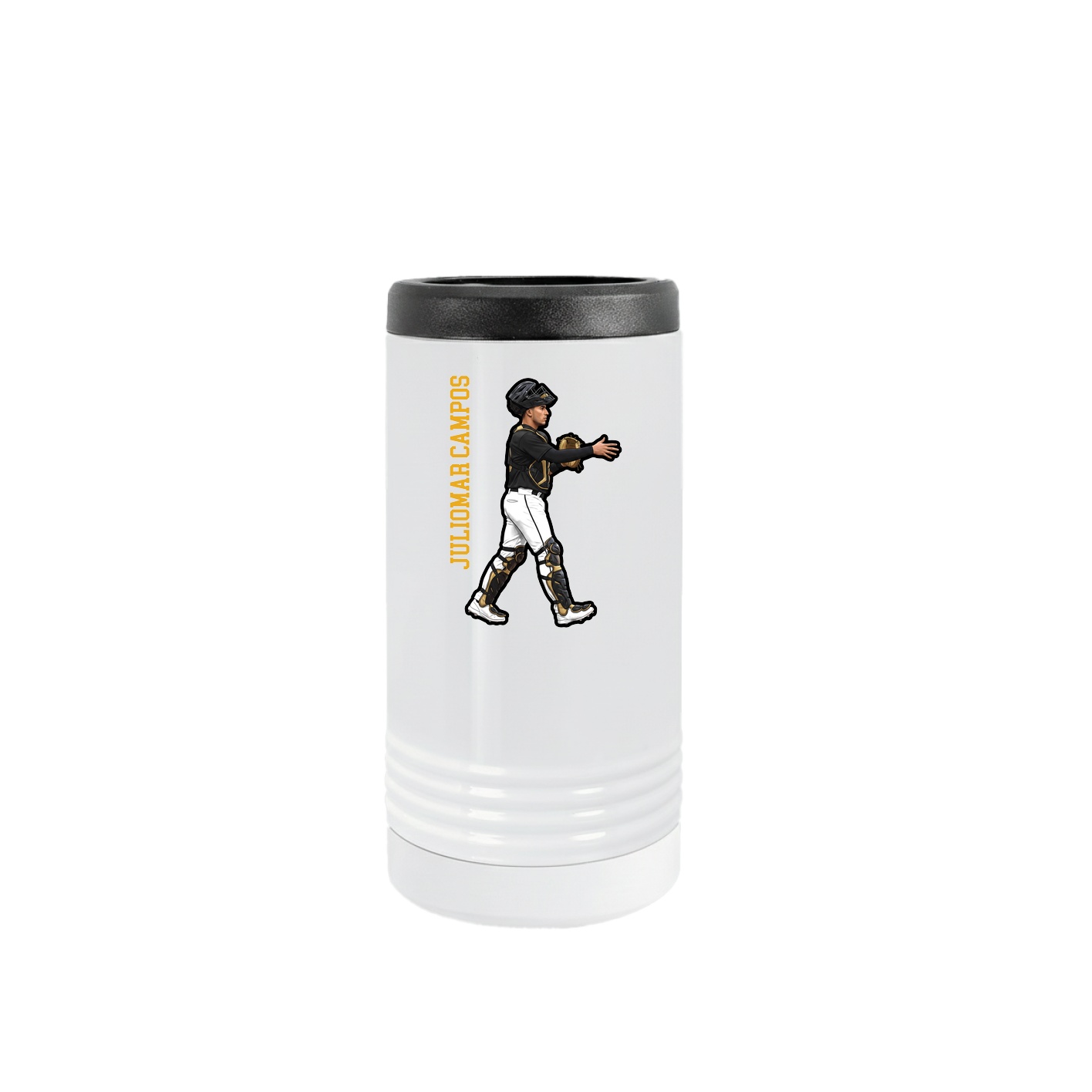Slim Beverage Holder — Name Vertical in White