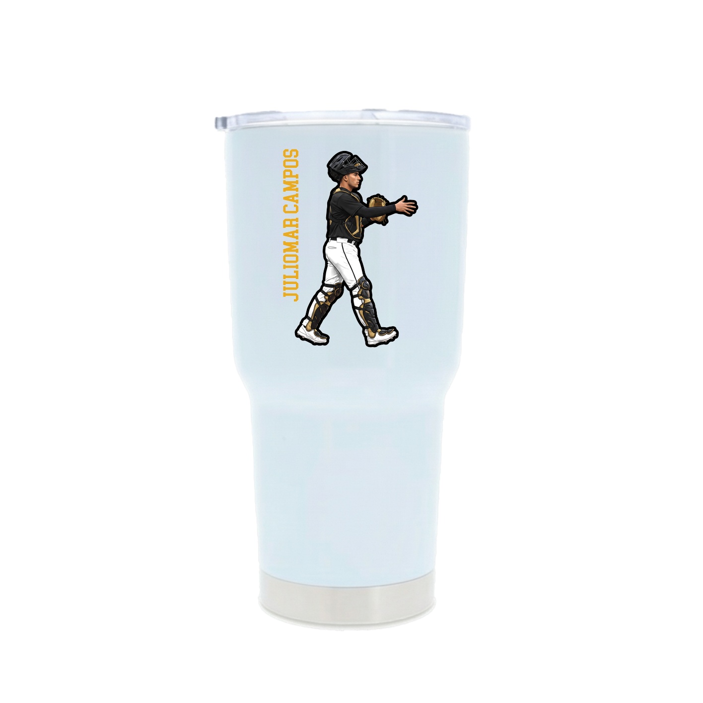 30oz Stainless Steel Tumbler — Name Vertical in White