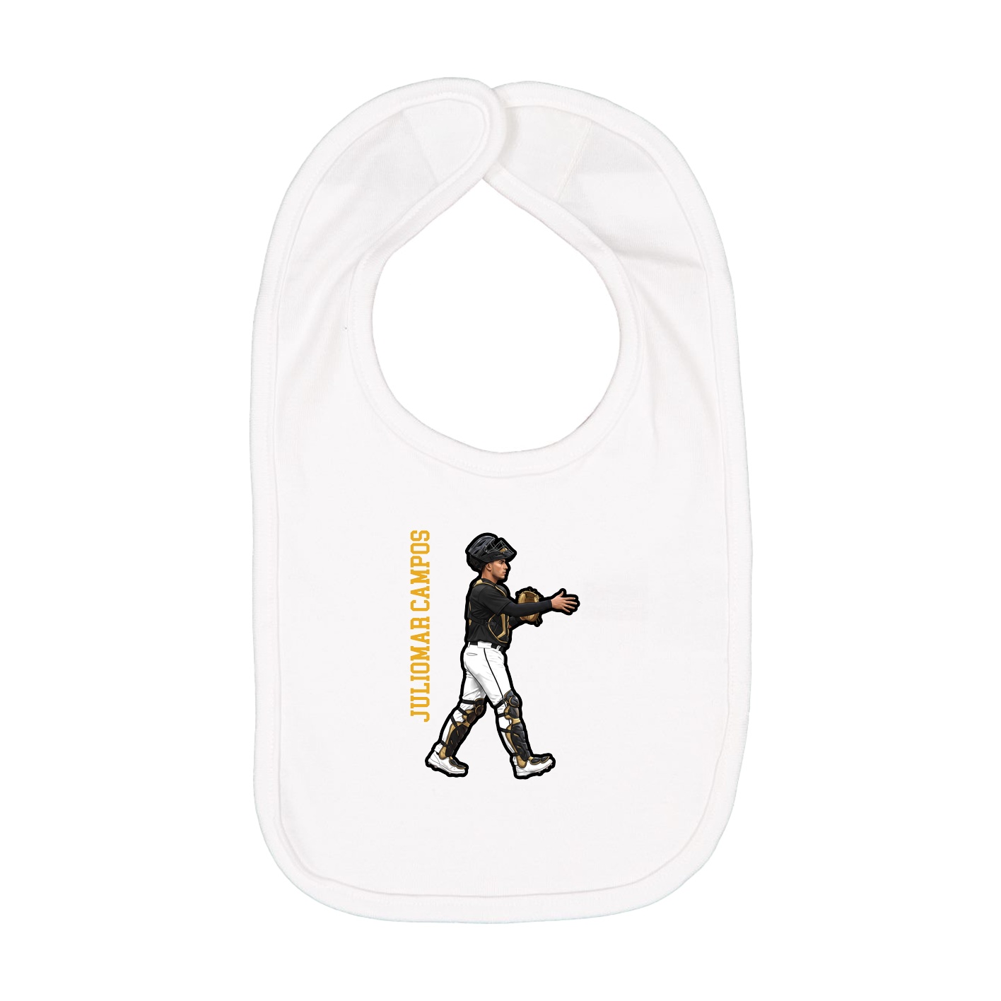 Infant Bib — Name Vertical in White