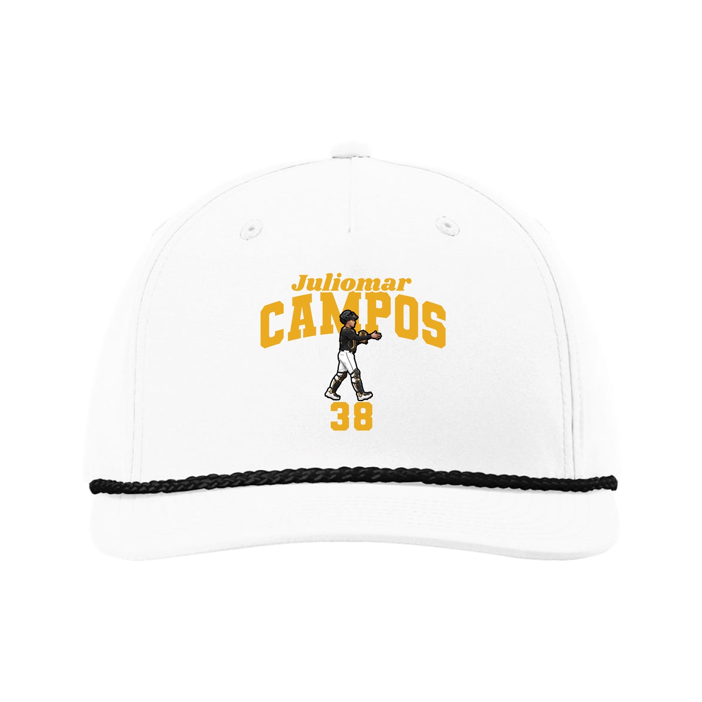 Five-Panel Classic Rope Cap — Signature Arch in White