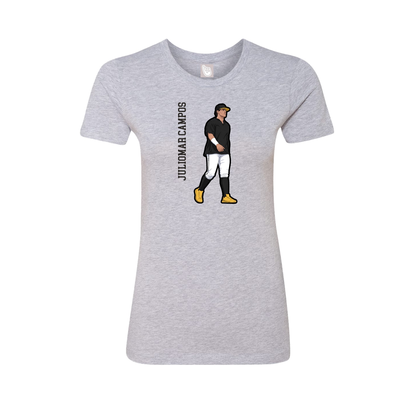 Fitted Women's Tee — Name Vertical in Grey