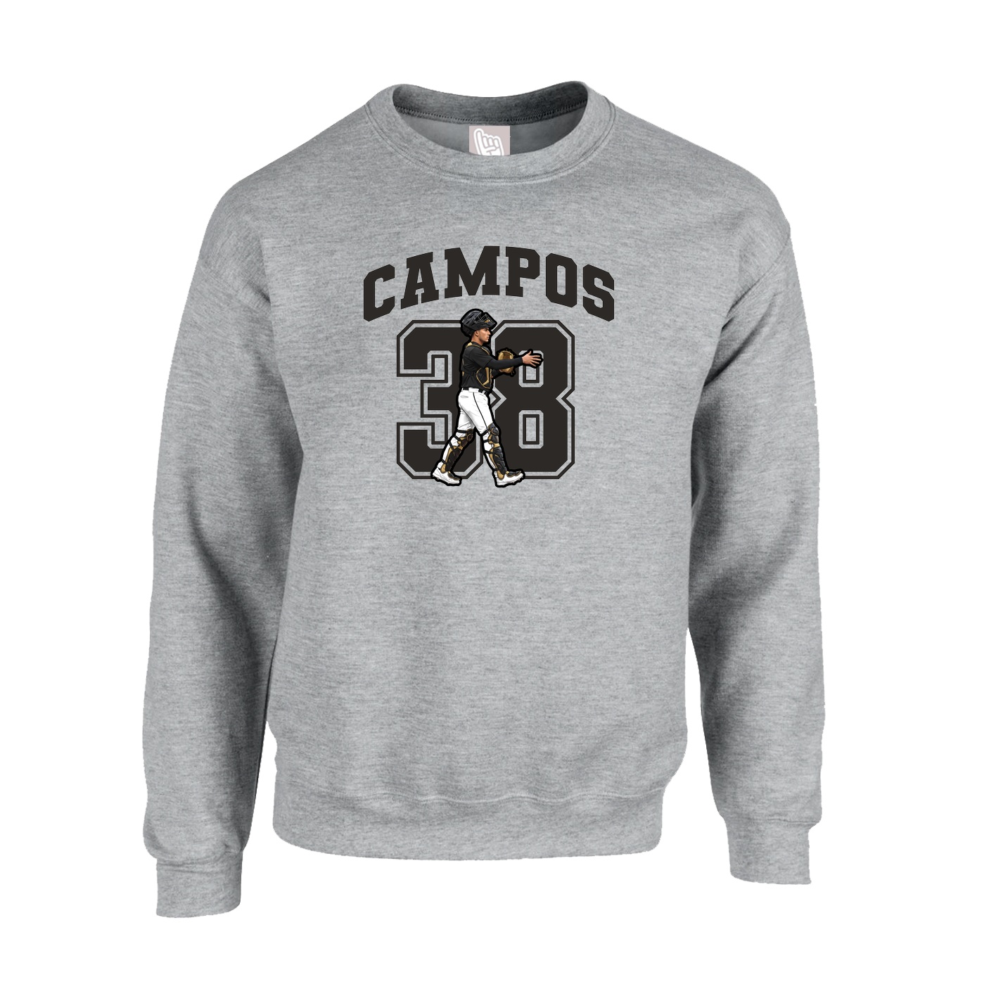 Fleece Crew — Number in Grey