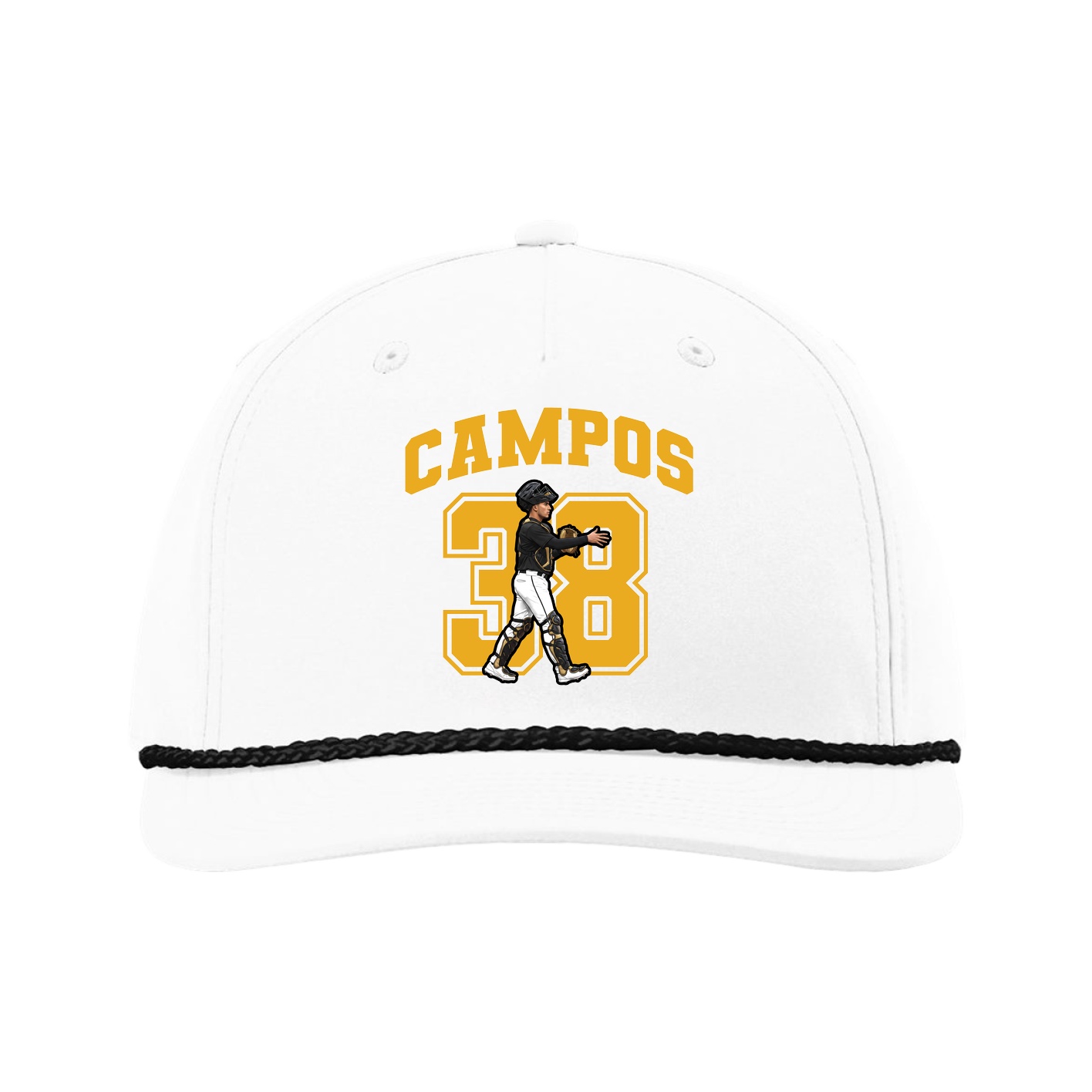 Five-Panel Classic Rope Cap — Number in White