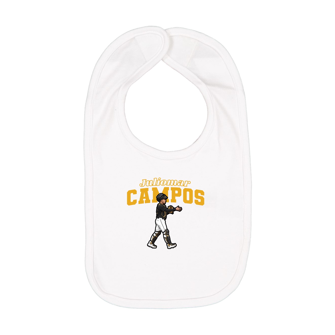 Infant Bib — Name Arch in White