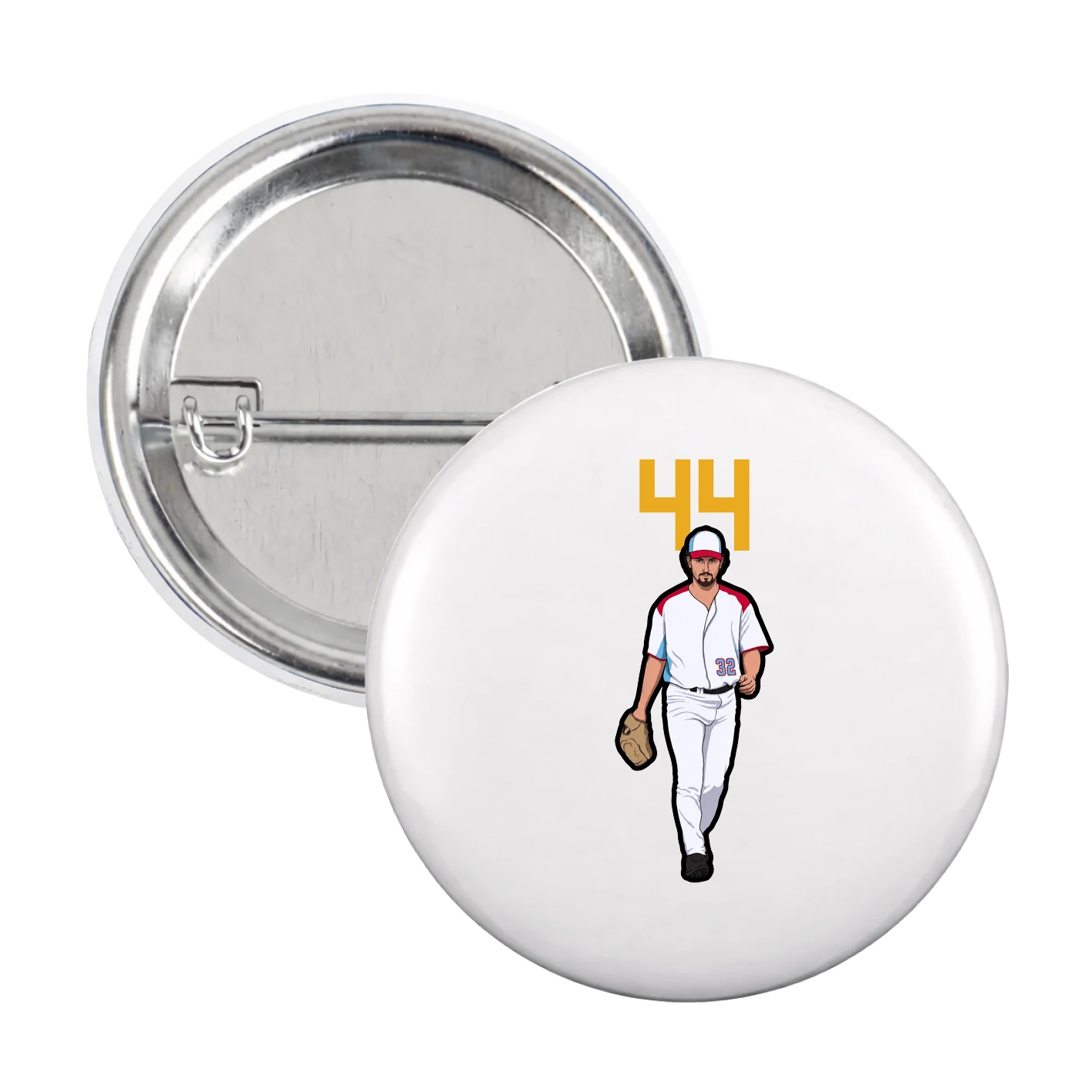 Game Day Button — Number Top in White