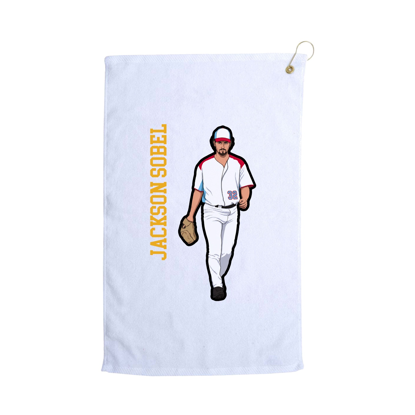 Golf Towel — Name Vertical in White