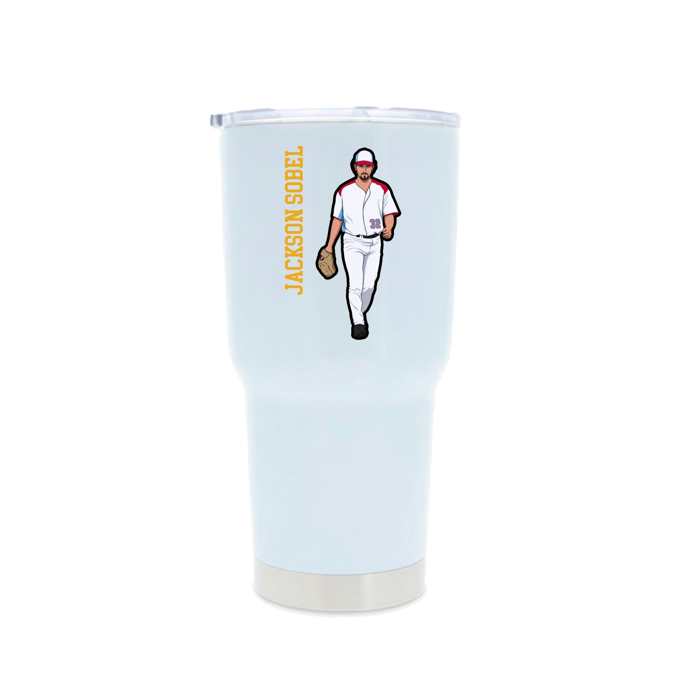 30oz Stainless Steel Tumbler — Name Vertical in White