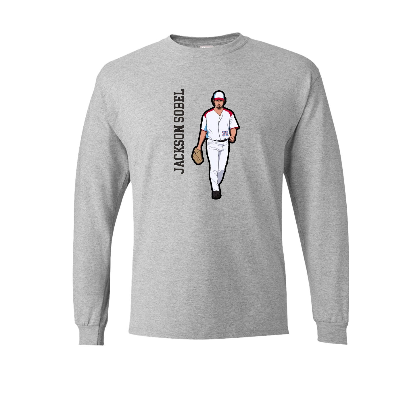 Long Sleeve Tee — Name Vertical in Grey