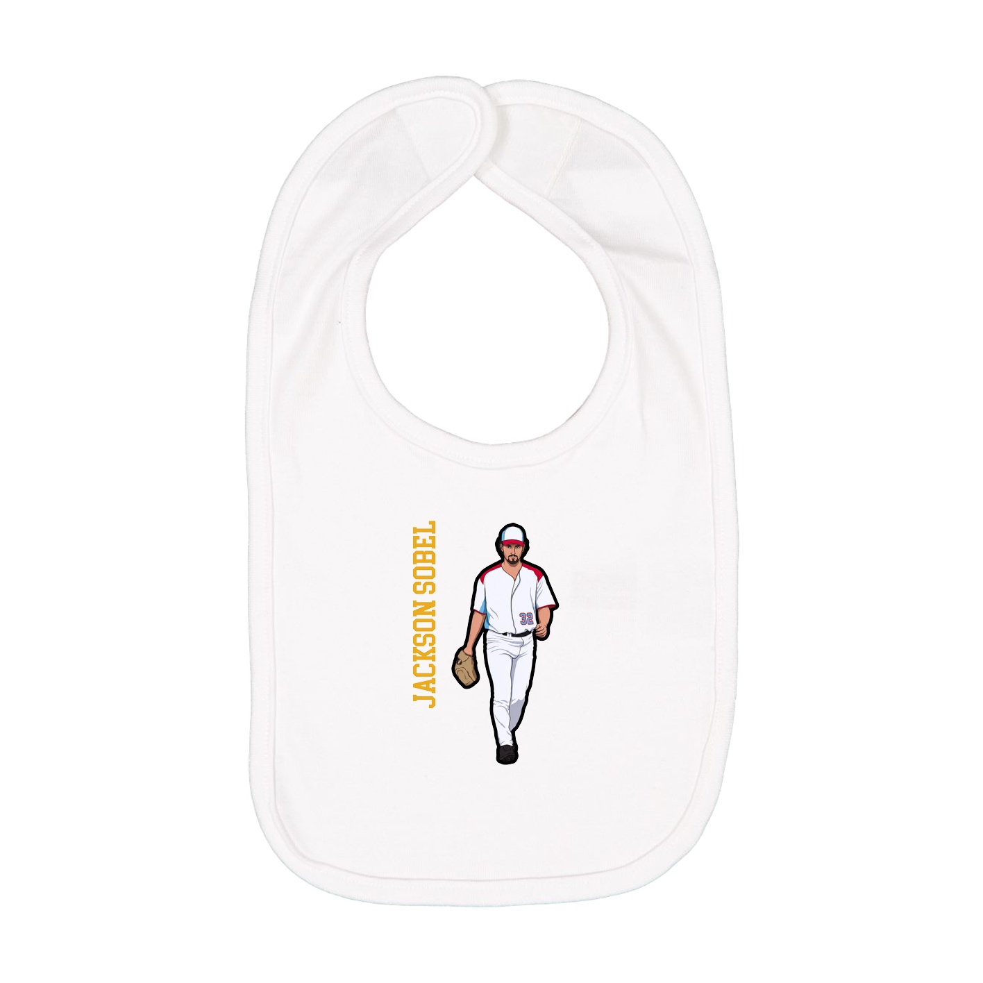 Infant Bib — Name Vertical in White